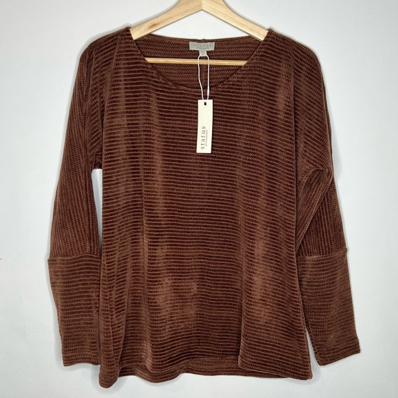 NEW Status by Chenault Chenille Brown sweater M - Picture 2 of 6